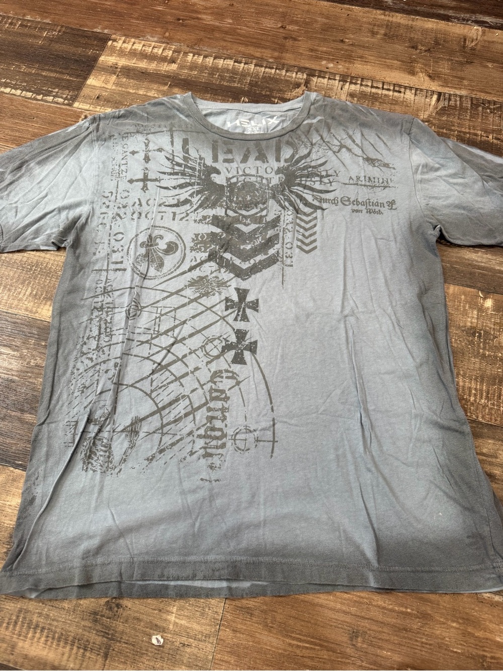 Helix Gray Short Sleeve Graphic Tee with Dark Print
